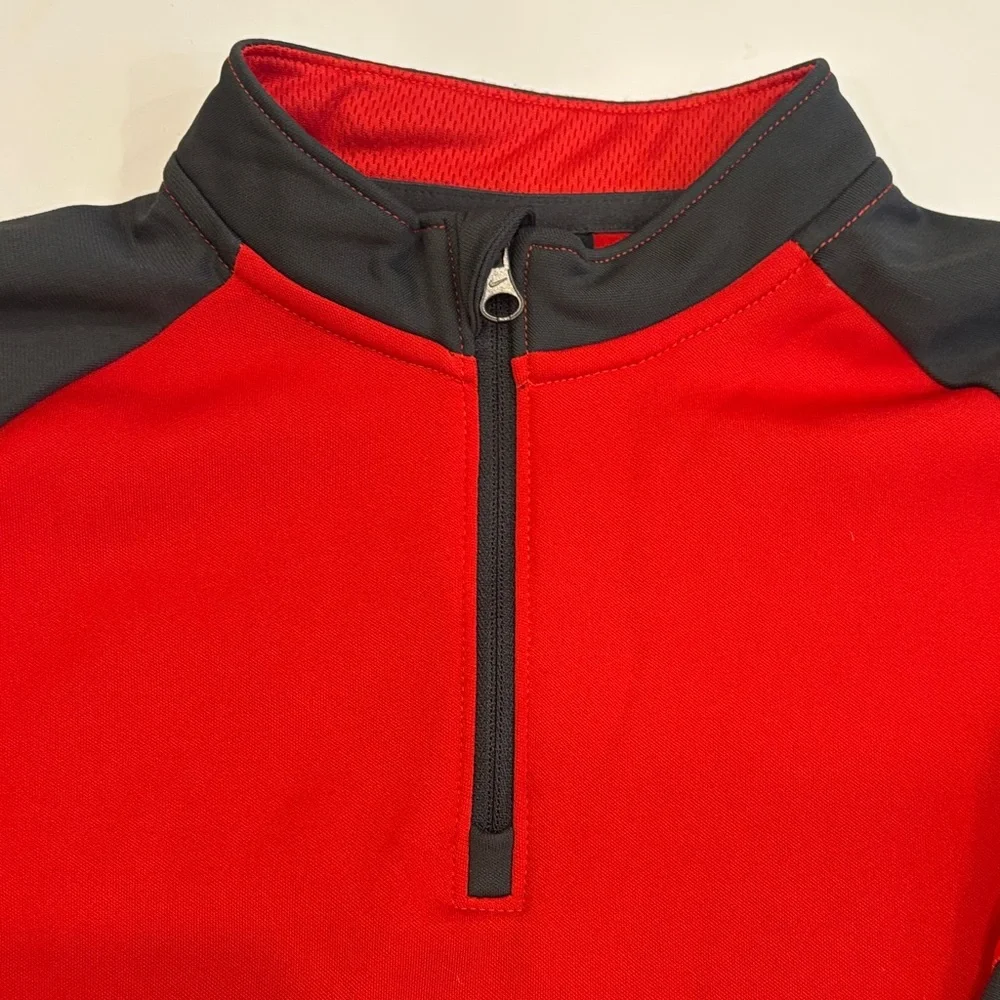 Nike Grey and Red Quarter-Zip Top
